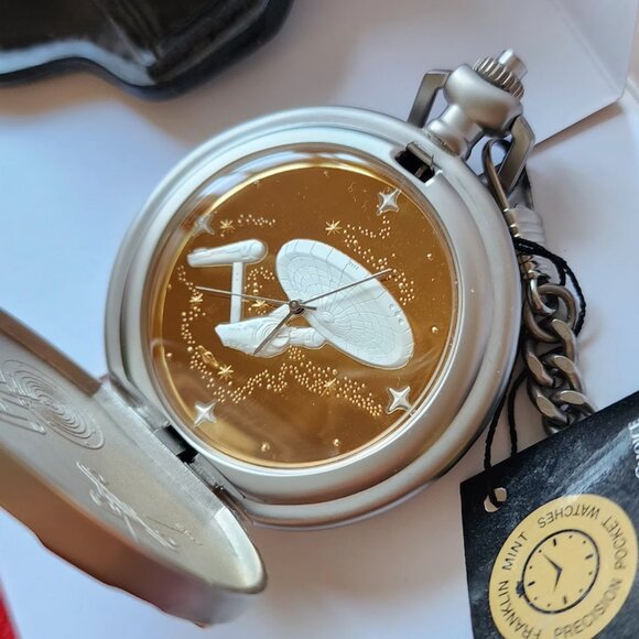 Vintage 2000 - Star Trek USS Enterprise Pocket Watch w/22k Details. New w/o box - Picture 11 of 15